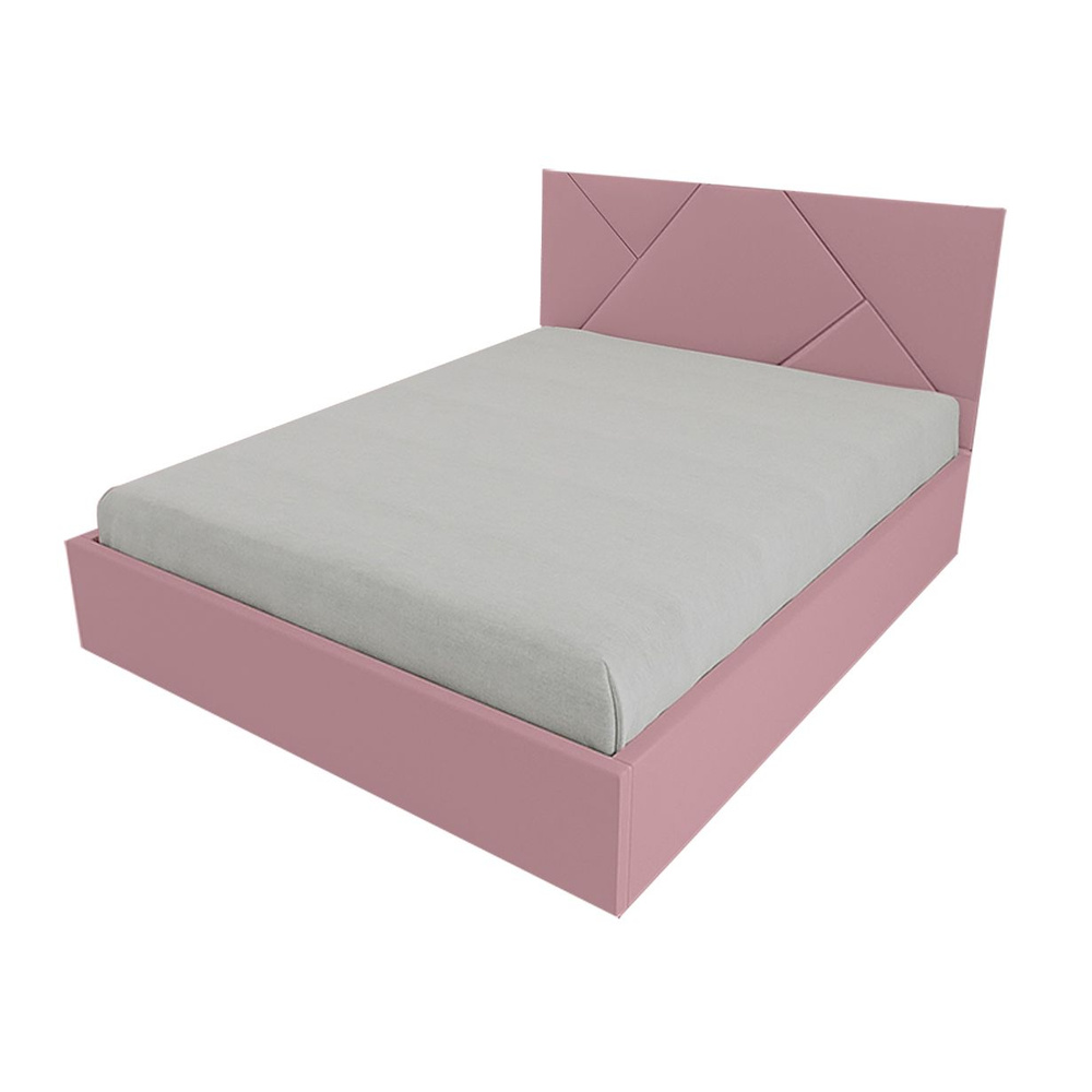 Двуспальная кровать Линда Эко 180x200 основание металлическое с ламелями велюр розовый ножки 13 см хром #1