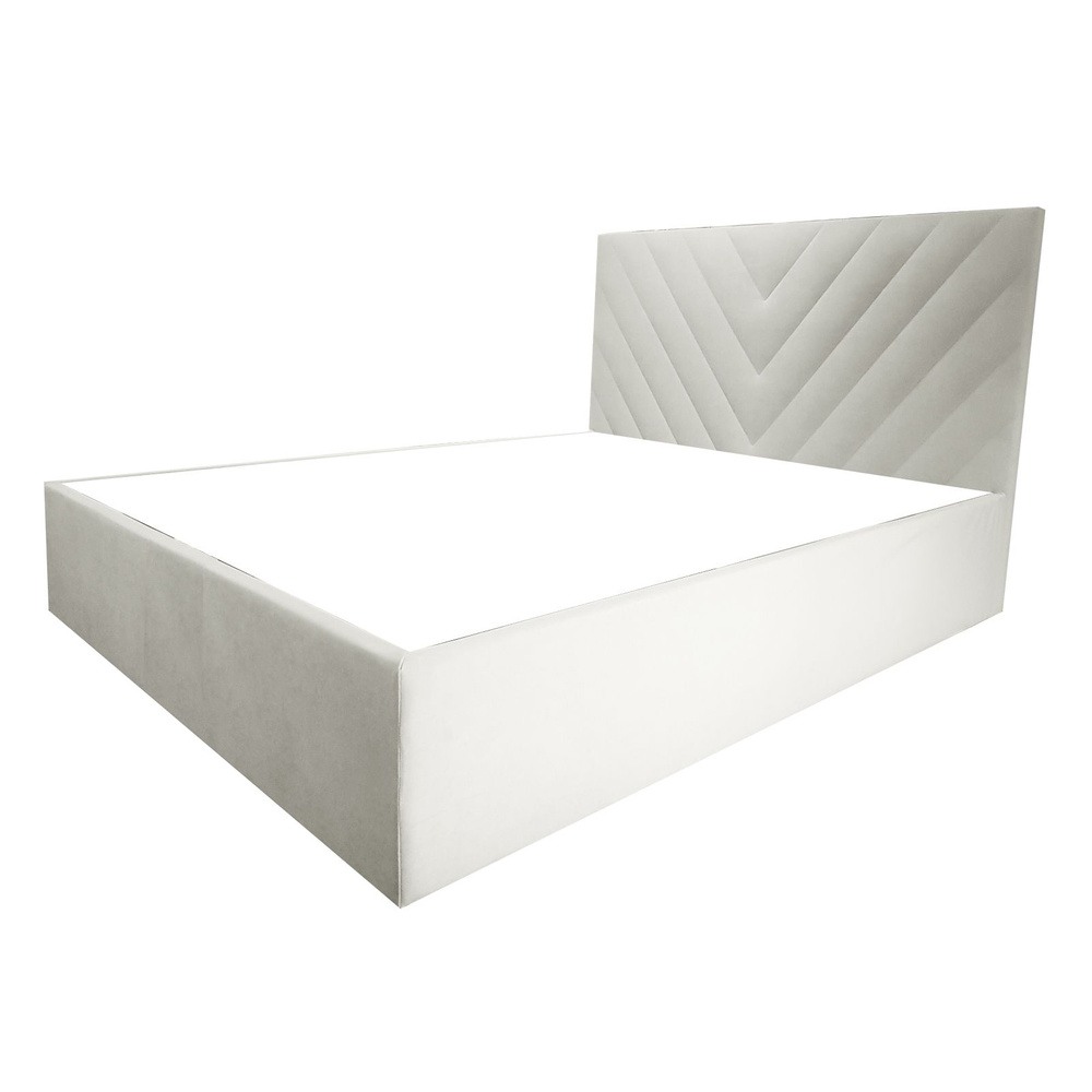 Двуспальная кровать Канди Эко 160x200 основание металлическое с ламелями велюр белый ножки 5 см  #1