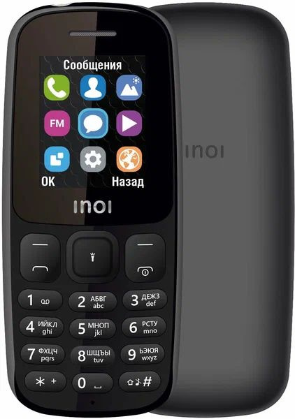 Мобильный телефон INOI 101 (ЗУ в комплекте, 2SIM, EDGE, BT, FM, micro SD, фонарик) Черный  #1