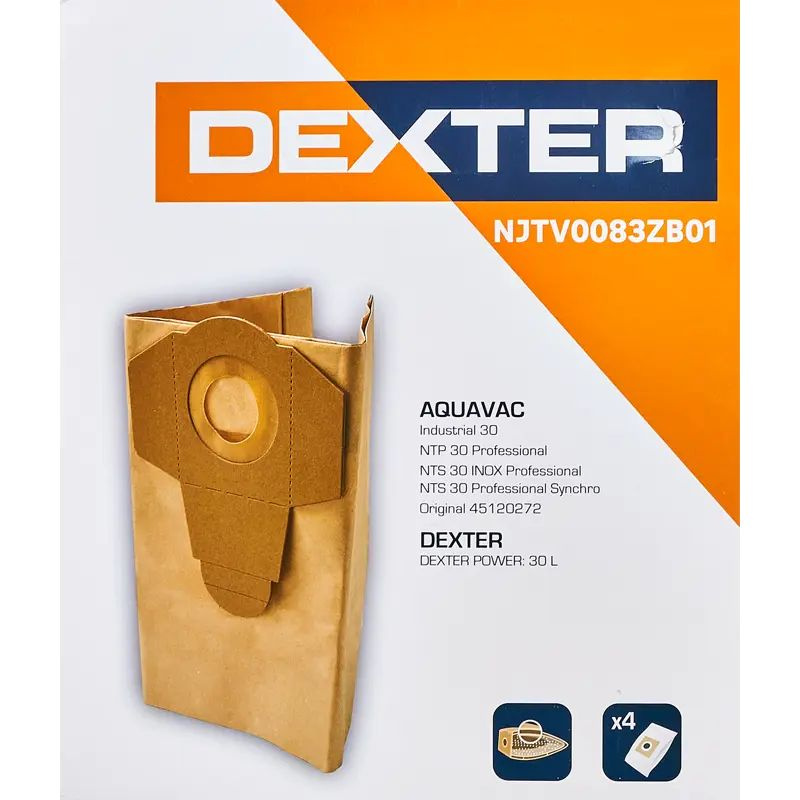 Мешки бумажные для пылесоса Dexter 30 л, 4 шт #1