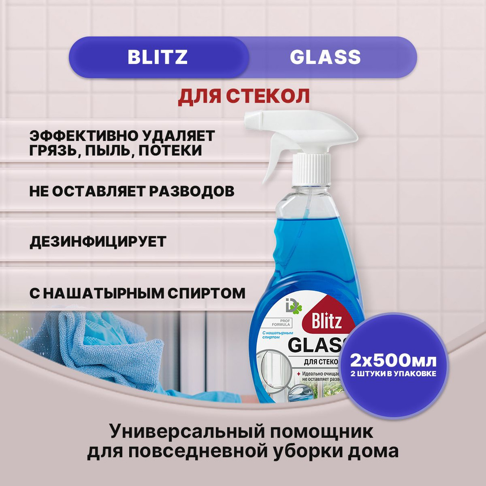 BLITZ GLASS для стекол с нашатырным спиртом 500мл/2шт #1