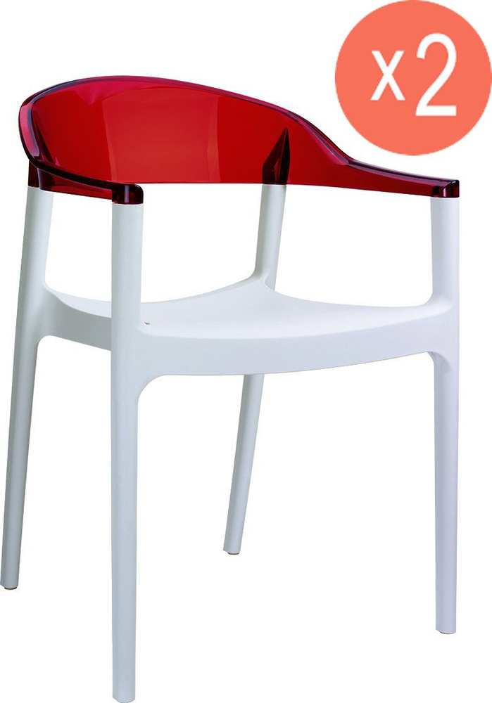 Комплект стульев кухонных обеденных, прозрачных Carmen, 2 шт., цвет белый, красный, Siesta  #1