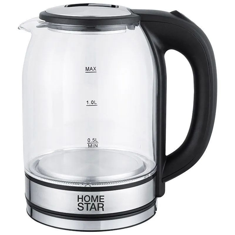 Чайник Homestar HS-1042 (1,8 л) стекло, пластик черный #1