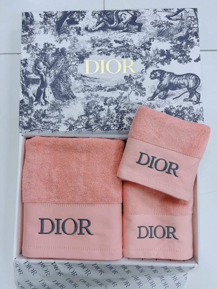 Dior Набор полотенец для лица, рук или ног, Хлопок, 70x140, 35x75 см, розовый, 3 шт.  #1