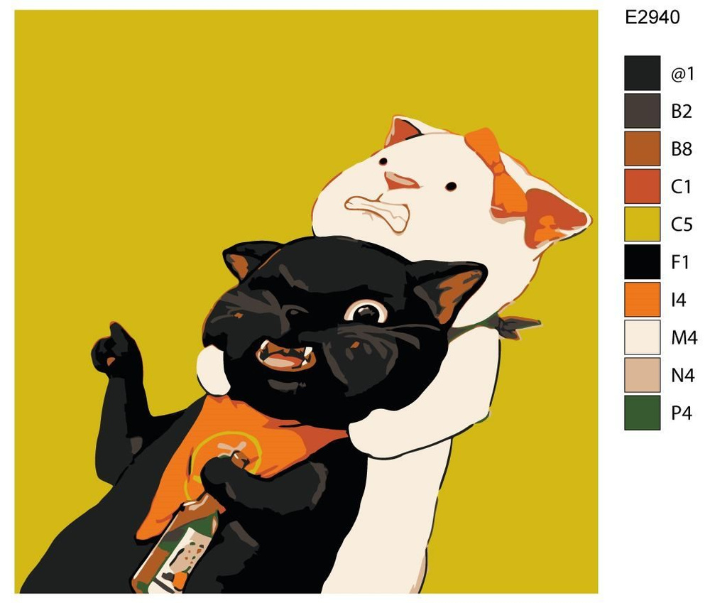 Детская картина по номерам E2940 "Коты-Мемы. Смешные котики" 30x30  #1