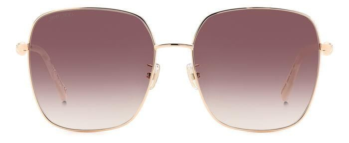 Женские солнцезащитные очки Jimmy Choo AMORA/F/SK DDB 3X, цвет: золотой, цвет линзы: розовый, бабочка, #1