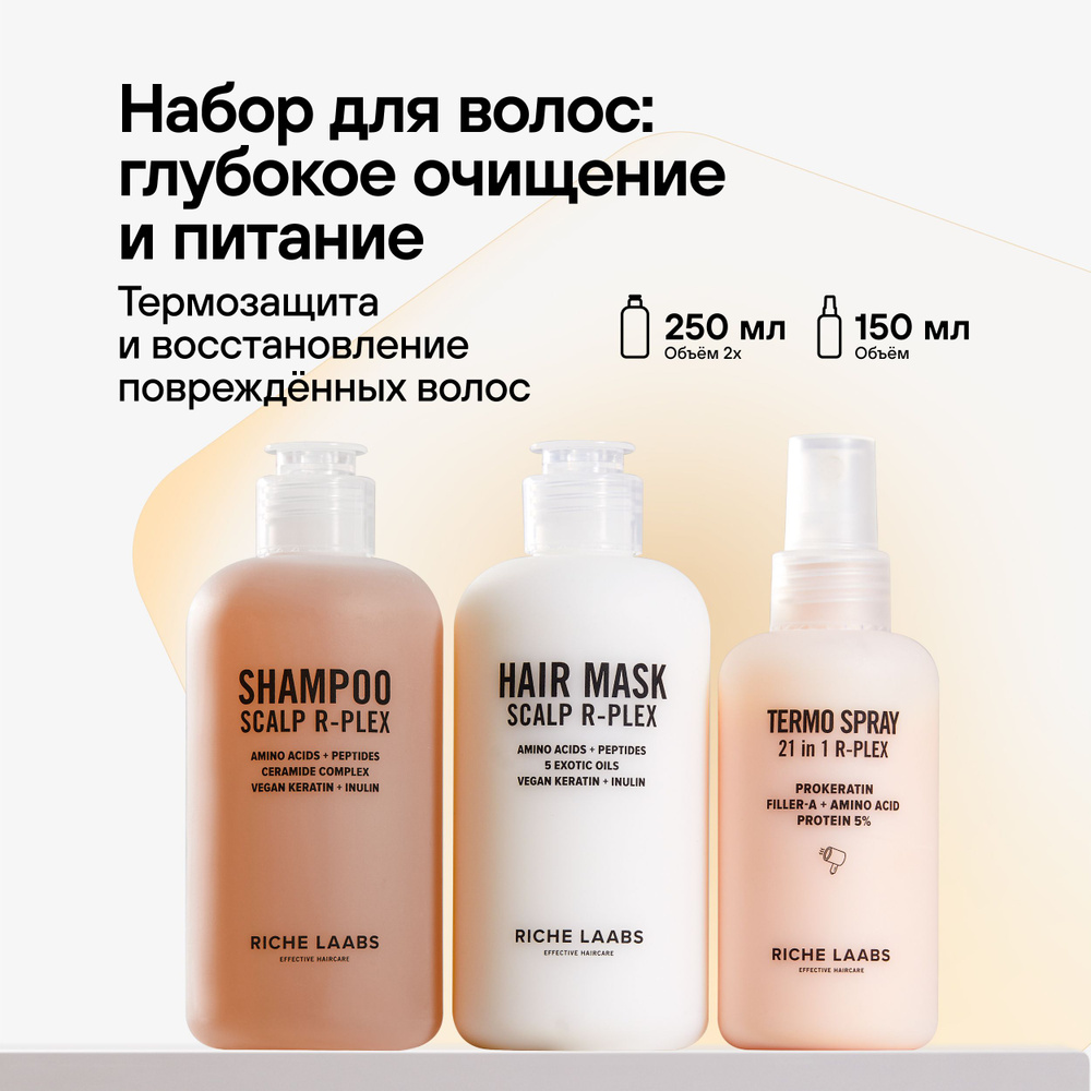 RICHE Пептидный набор для волос R-PLEX Защита и восстановление: Шампунь ...