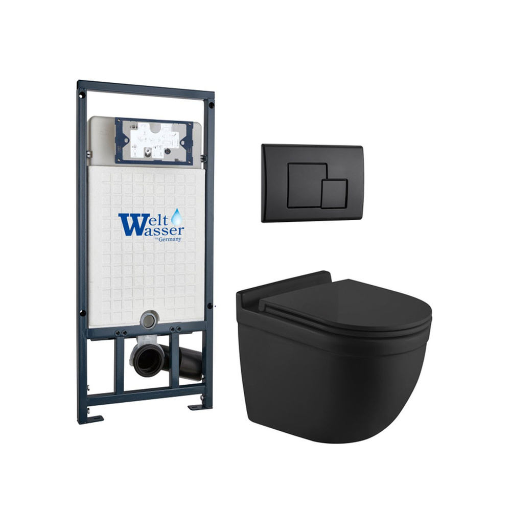 Комплект: Weltwasser Инсталляция Marberg 507+Кнопка Mar 507 SE MT-BL черная+Heimbach 043 MT-BL черный #1