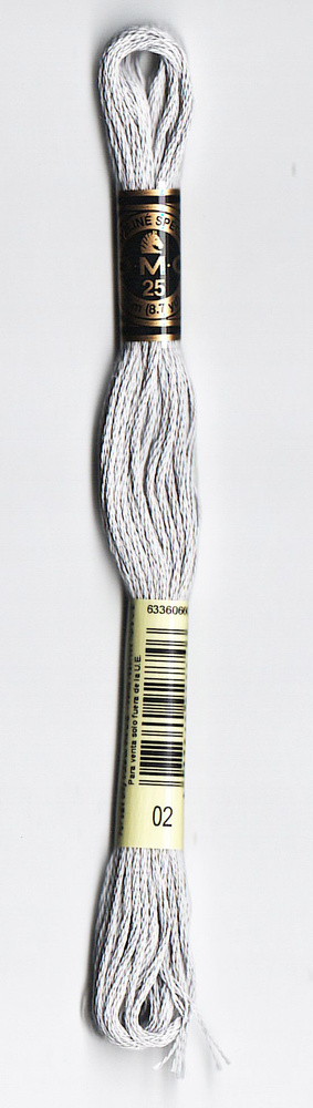Мулине DMC (Франция), артикул 117, 100% хлопок, цвет 02 Серебро, 1шт (пасма).  #1