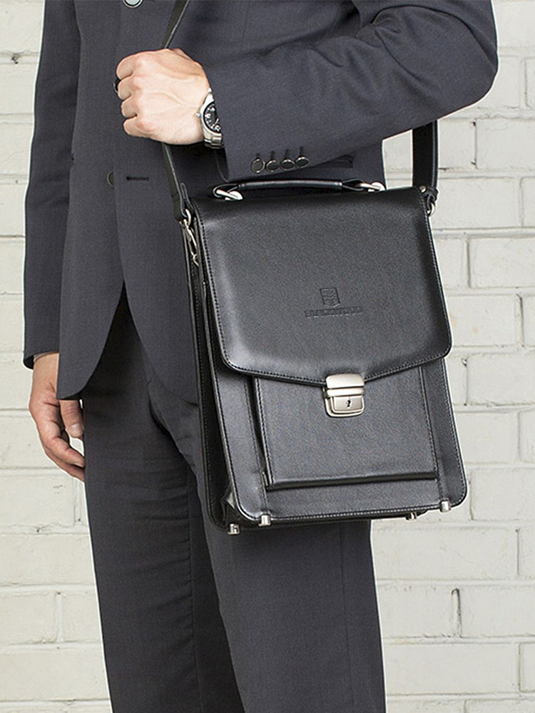 Портфель мужской BLACKWOOD, натуральная кожа, сумка через плечо, кожаная, деловая, для документов А4 #1
