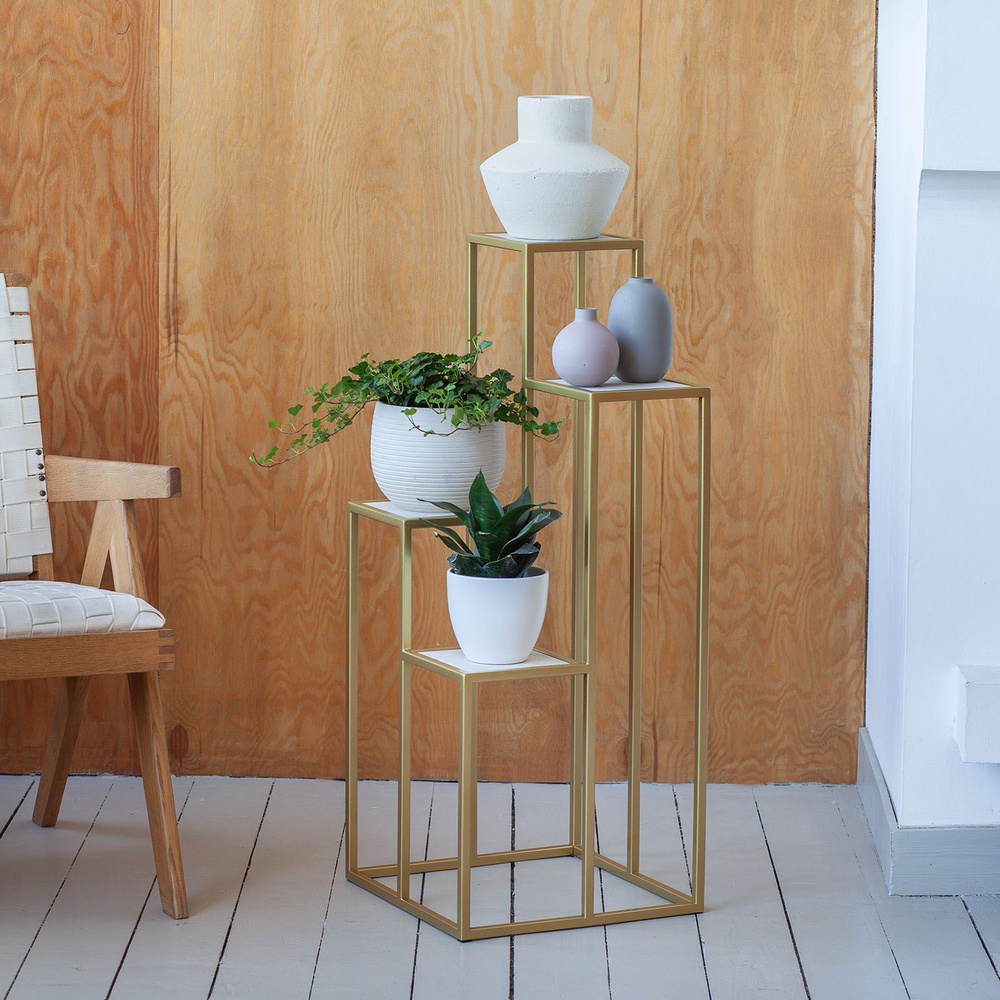 Подставка для цветов под 4 кашпо напольная TORI, золотой, столешницы ...