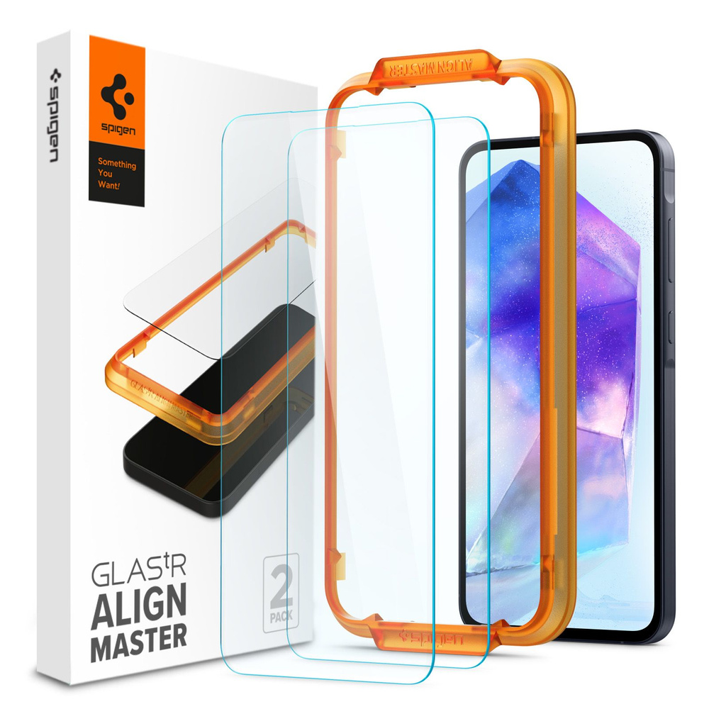 Защитное стекло SPIGEN для Galaxy A55 - Glass tR AlignMaster Прозрачный 2 шт AGL07775  #1