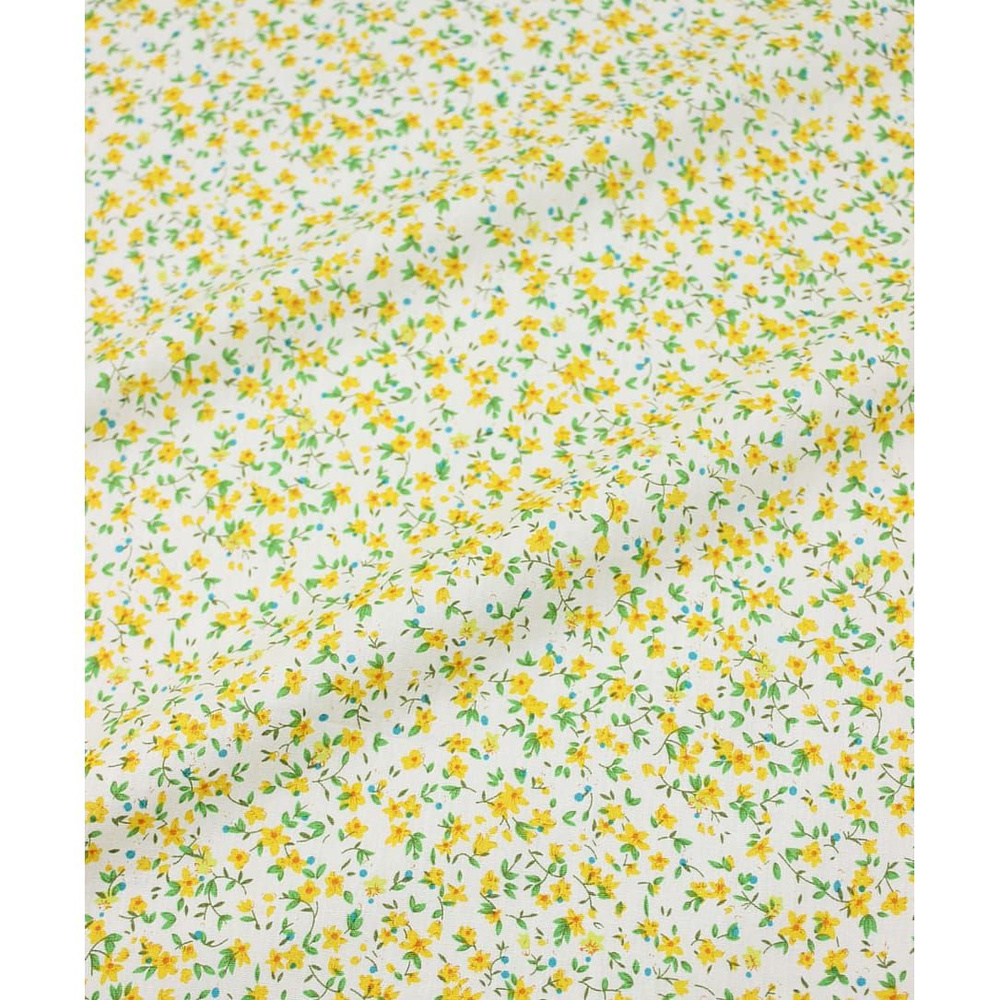 Ткань для шитья(1,5 м) Импорт. хлопок "Цветочное вдохновение (оранжевые цветы)", ш.1.47м, хлопок-100%, #1