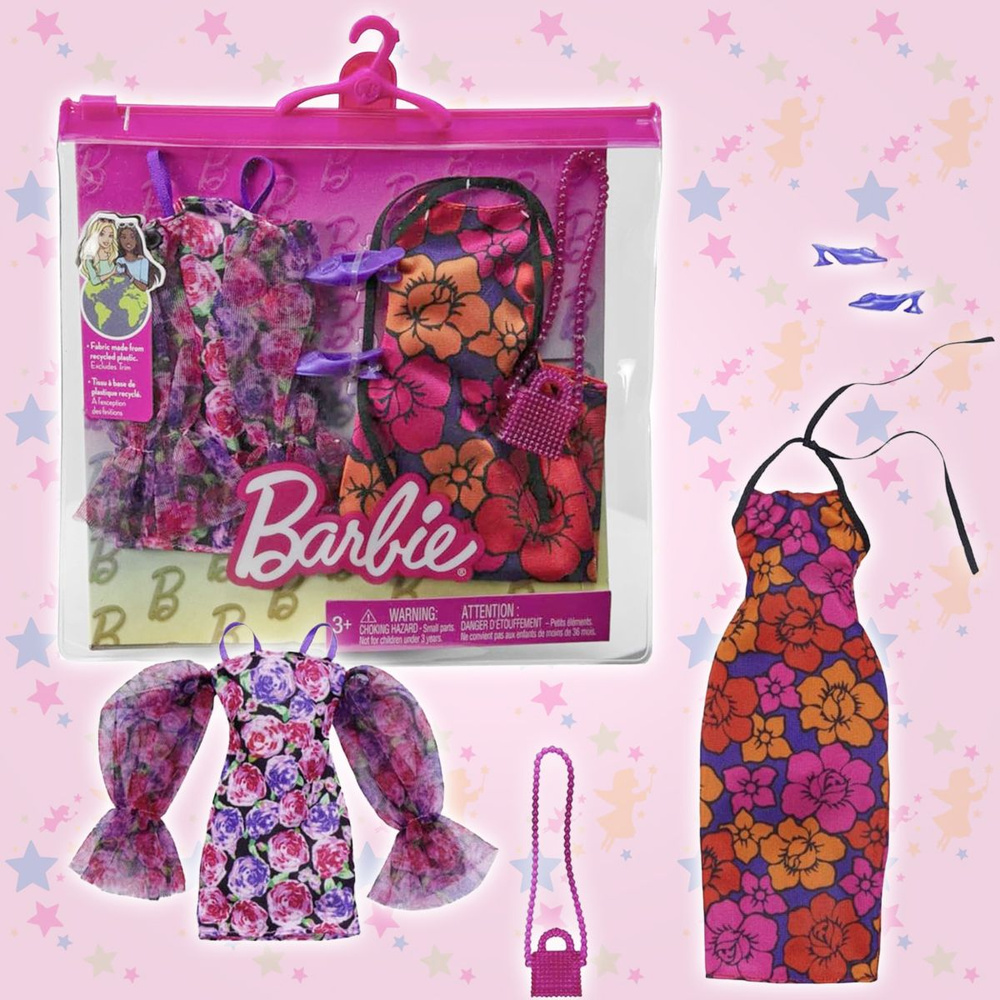 Одежда для куклы Барби Мини-платье, длинное платье, туфли и сумочка  #1