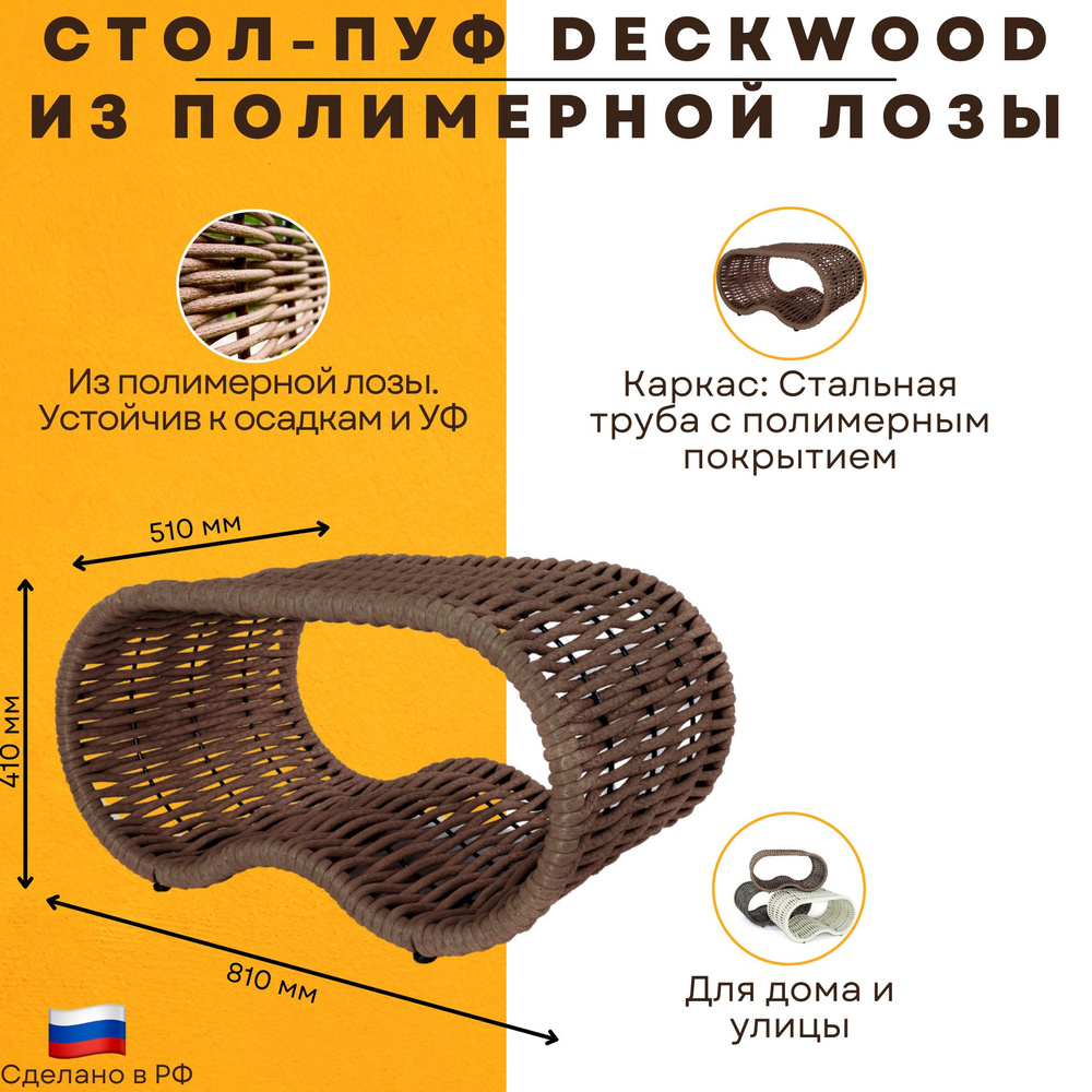 DeckWOOD Пуф, Полимерный материал, 75х51х42 см #1