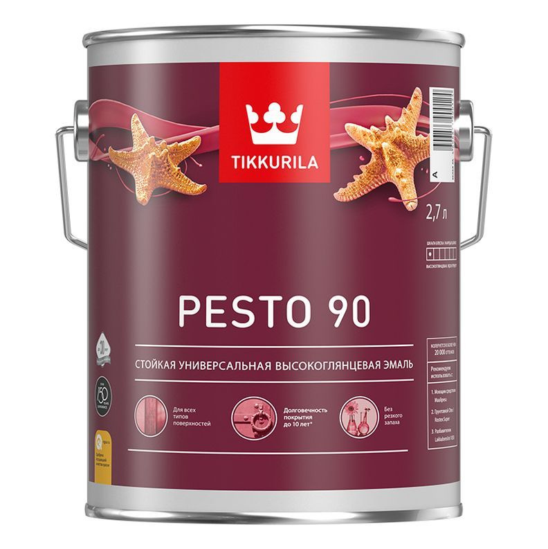 Эмаль алкидная универсальная PESTO 90 база A высокоглянцевая 2.7л Tikkurila 103892  #1