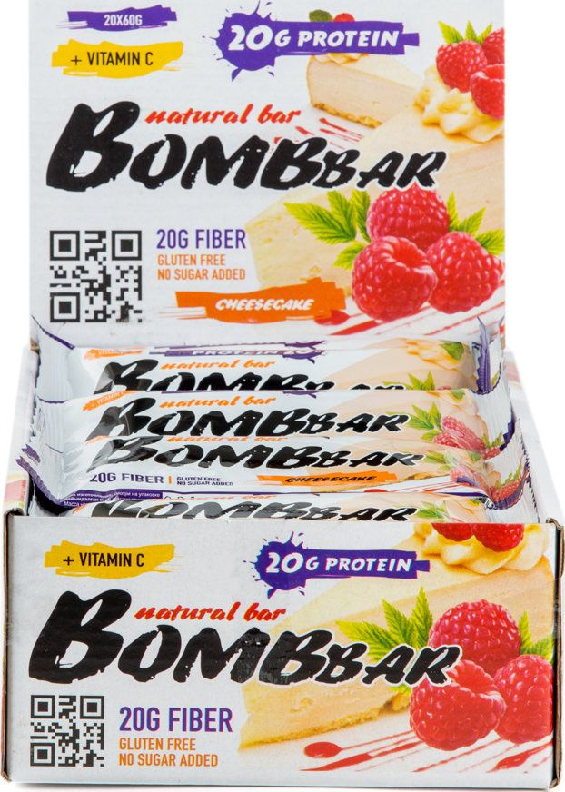 BombBar протеиновый батончик 60 г, 20шт (Малиновый чизкейк) #1