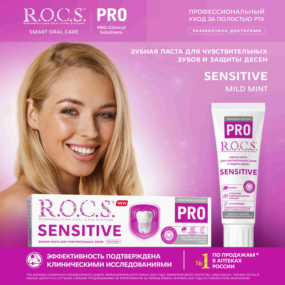 Зубная паста R.O.C.S. PRO SENSITIVE для чувствительных зубов, 74 г #1