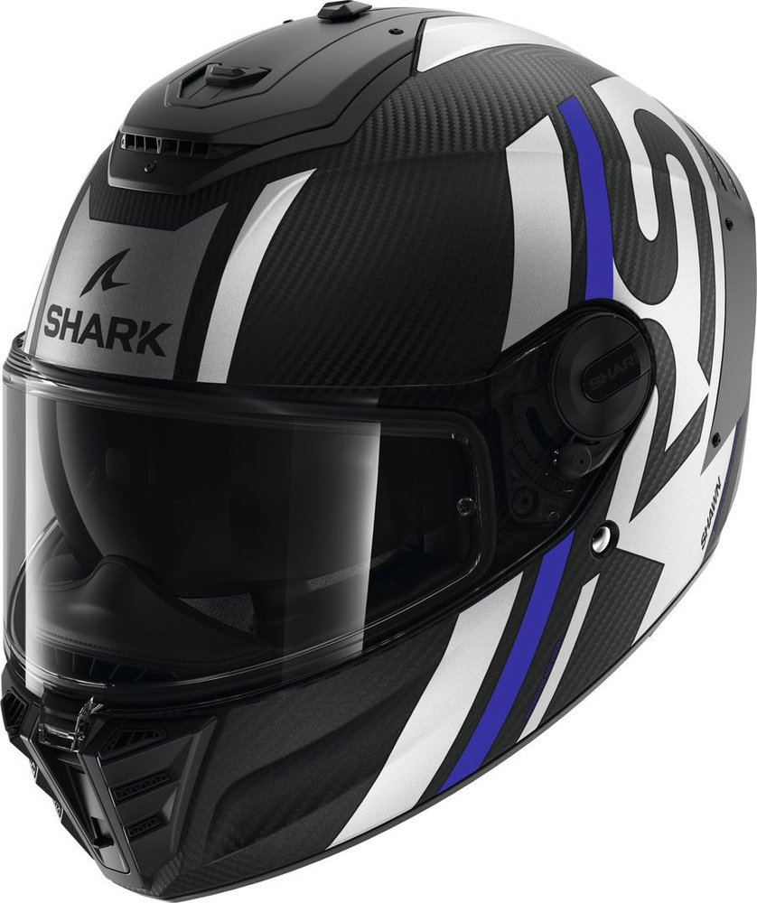 Мотошлем закрытый интеграл SHARK SPARTAN RS CARBON SHAWN MAT Black/Blue/Silver, XXL  #1