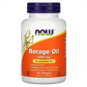 Borage Oil Concentration GLA 1000 мг (масло буранчика) 60 мягких желатиновых капсул NOW Foods  #1