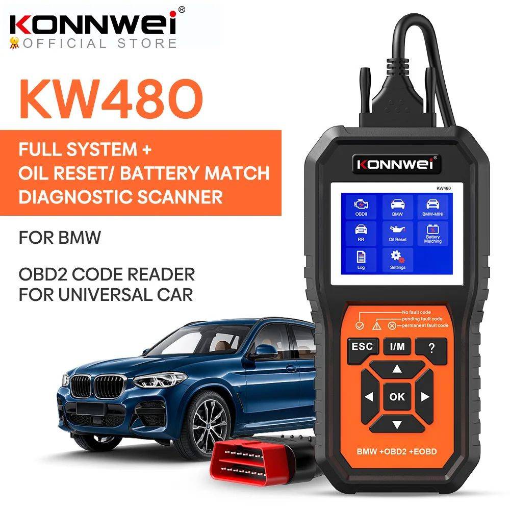 KONNWEI KW480 Obd2 сканер для автомобилей BMW ABS Airbag SRS Oil REST Полный системный диагностический #1