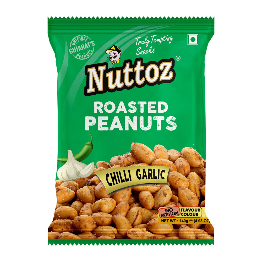 Roasted Peanuts CHILI GARLIC, Nuttoz (Жареный арахис ЧИЛИ ЧЕСНОК, Наттоз), 140 г.  #1