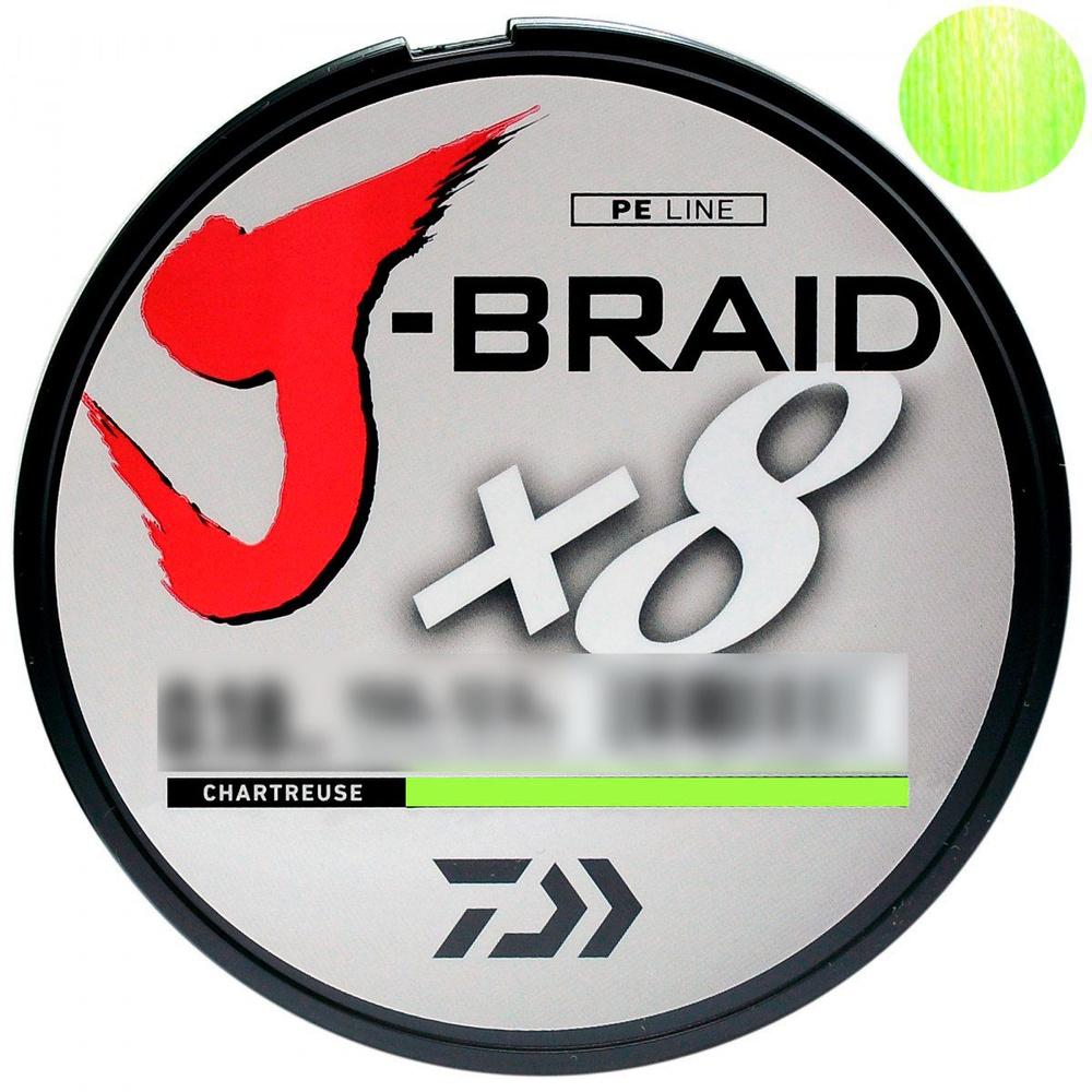 Плетеный шнур для рыбалки Daiwa J-Braid X8 Chartreuse 150 м, 0.13 мм, 8 кг (#1.0 / 18lb), желтый / Плетенка #1