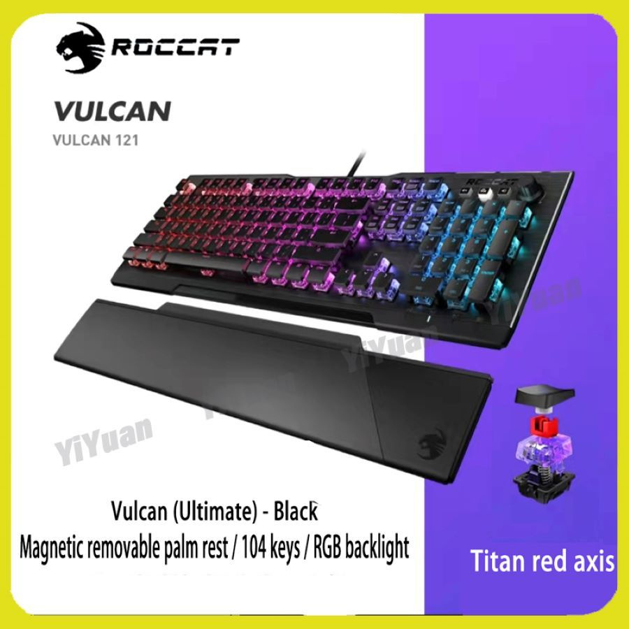 ROCCAT Игровая клавиатура проводная VULCAN, Английская раскладка, черный, бирюзовый  #1