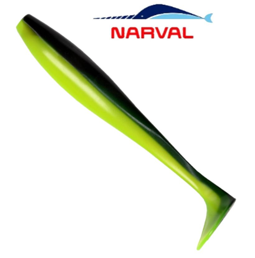 Приманка силиконовая Narval Choppy Tail 18cm цв. #045 Black Lime / Виброхвост для джига на судака, щуку #1