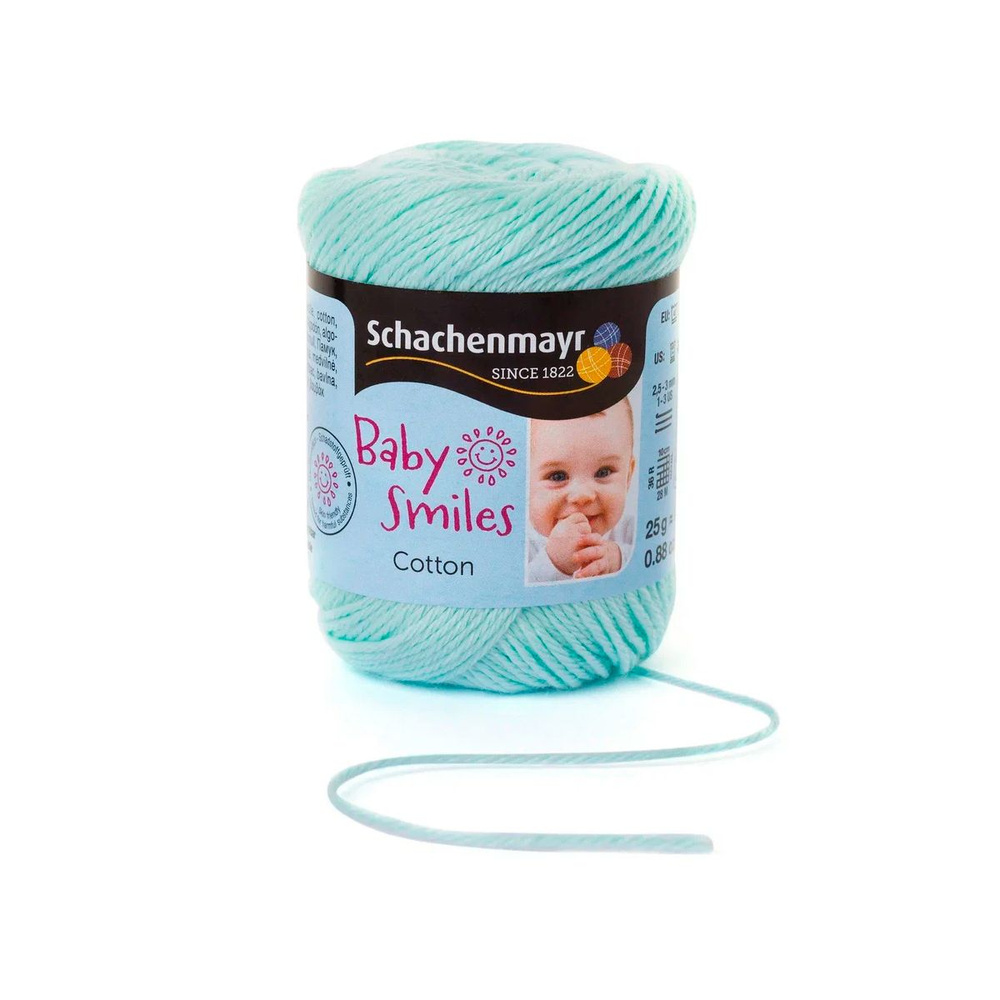 Cotton /Коттон/ пряжа Schachenmayr Baby Smiles, 100% хлопок, 25г/92м, арт. 9807350 цвет 01066, mint (мята) #1