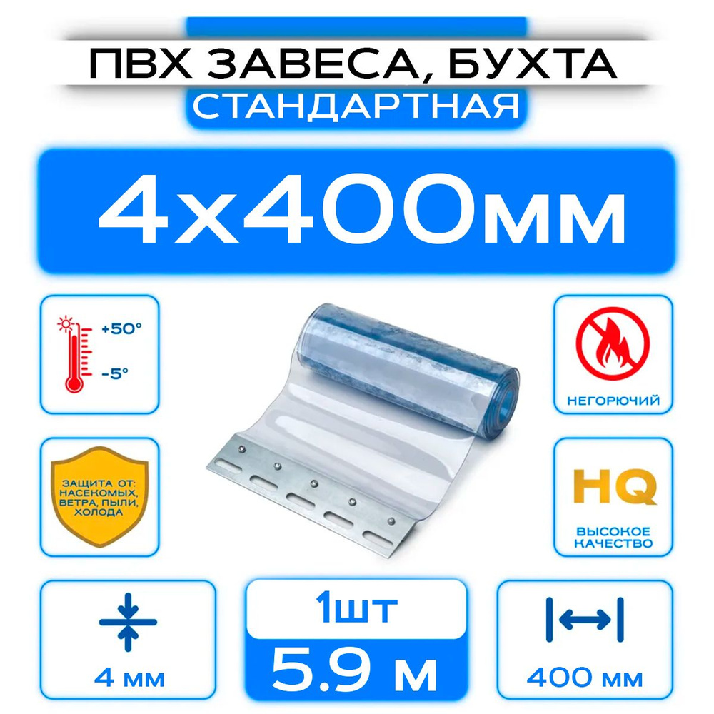 ПВХ-завеса стандартная, ламель 4х400 мм, Высота 5.9 м. #1