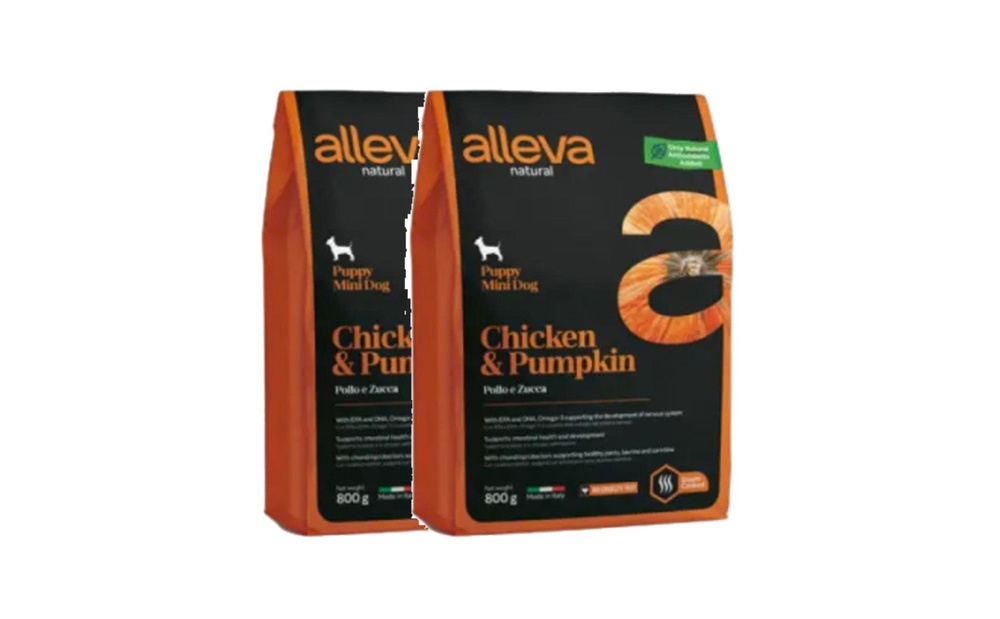 Alleva Natural Puppy Chicken & Pumpkin Mini сухой корм для щенков с курицей и тыквой - 800 г х 2 шт. #1