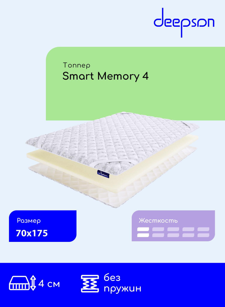 Топпер-наматрасник Deepson Smart Memory 4 на резинке, матрас хлопковый 70x175  #1