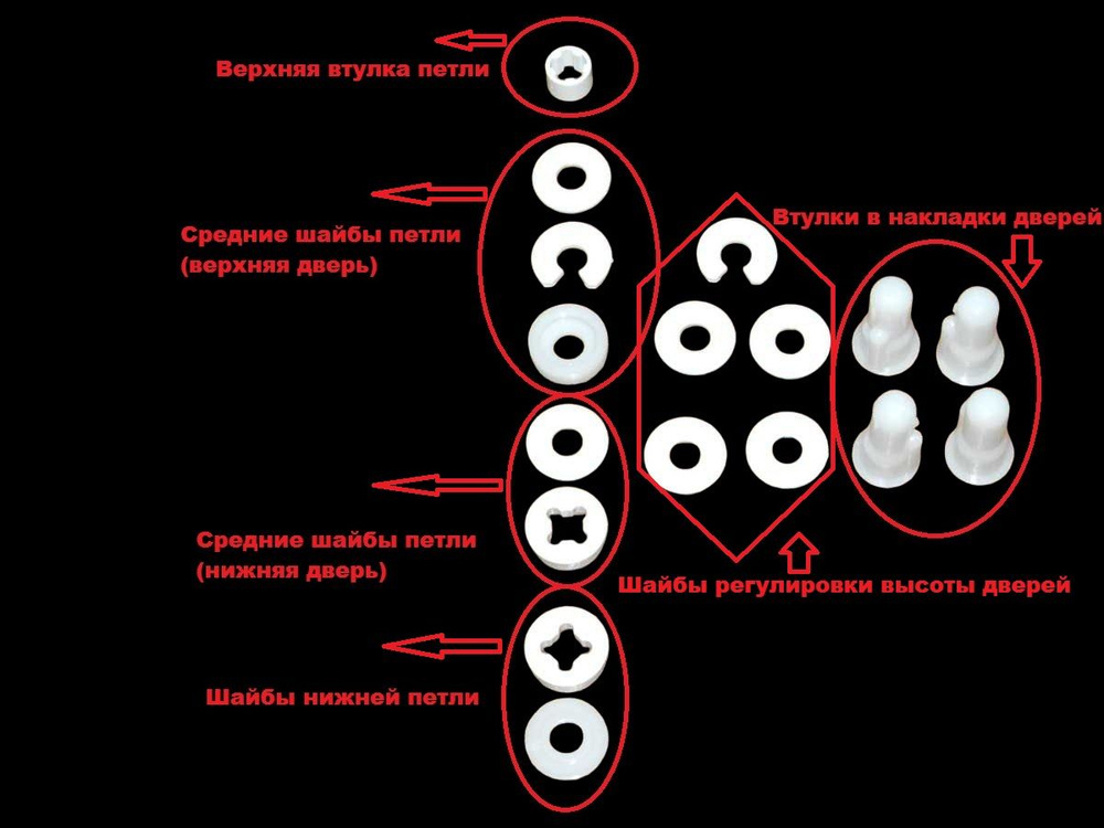 Набор втулок и шайб (ремкомплект) из 17 предметов для дверей МК и ХК Атлант  #1