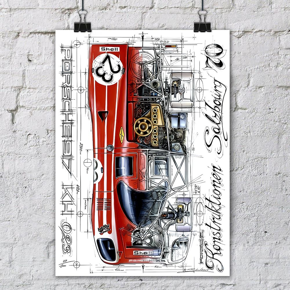 Постер Porsche 917 KH-023 Konstructionen Salzbourg 1970 / Плакат на стену #1