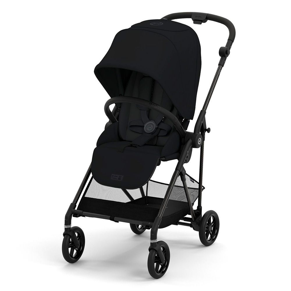 Коляска прогулочная Cybex Melio Carbon Magic Black, легкая с реверсивным блоком, универсальная для путешествий #1