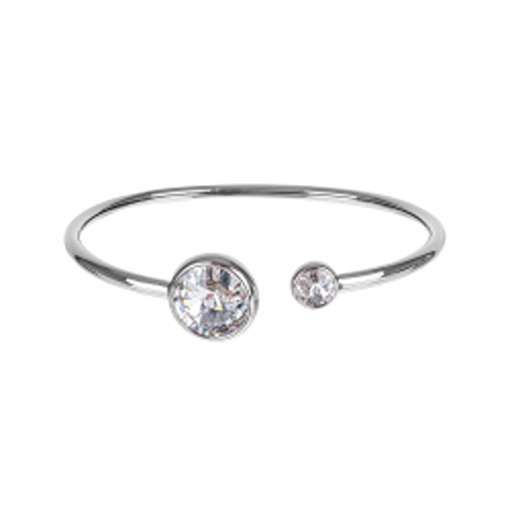 Браслет Fiore Luna Crystal, жесткий с кристаллом Swarovski серебристый, фурнитура серебро  #1