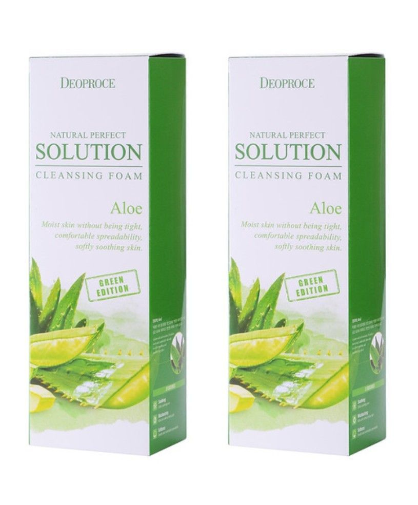 Deoproce Пенка для умывания Natural Perfect Solution Cleansing Foam Green Edition Aloe, с экстрактом #1