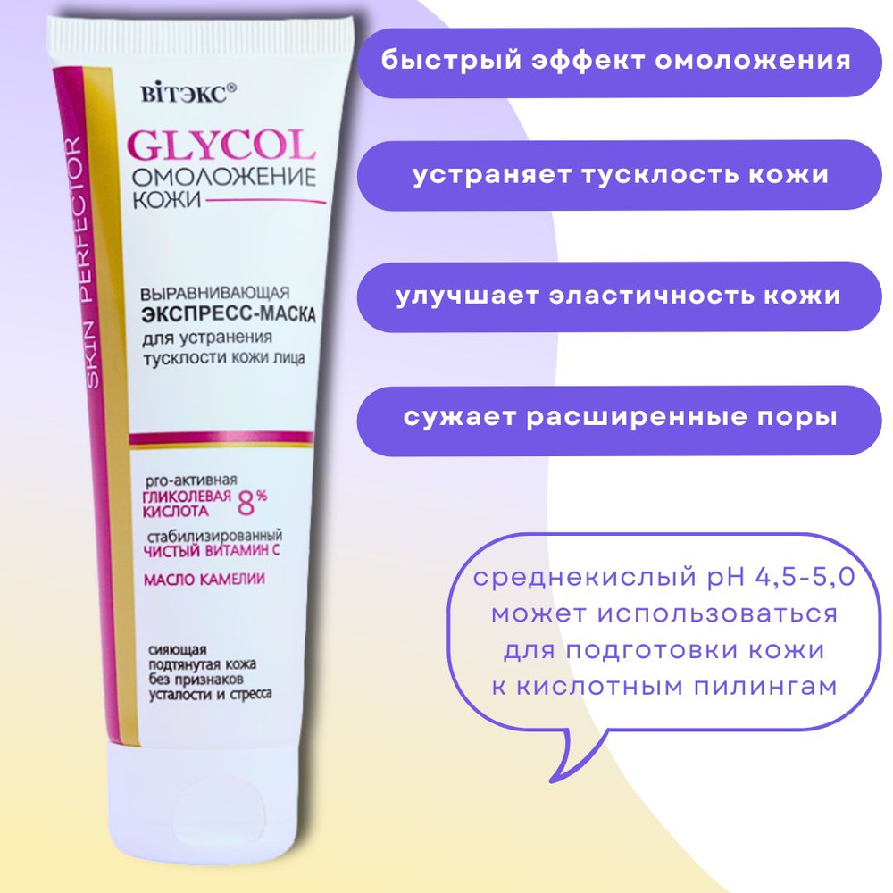 Маска выравнивающая экспресс устранение тусклости кожи Glycol Skin Perfector Витэкс  #1