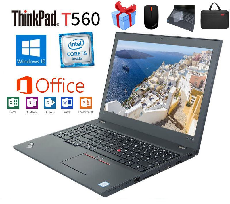 Lenovo T560 Ноутбук 15.6", Intel Core i5-6300U, RAM 16 ГБ, SSD, Intel HD Graphics 520, Windows Pro, черный, #1