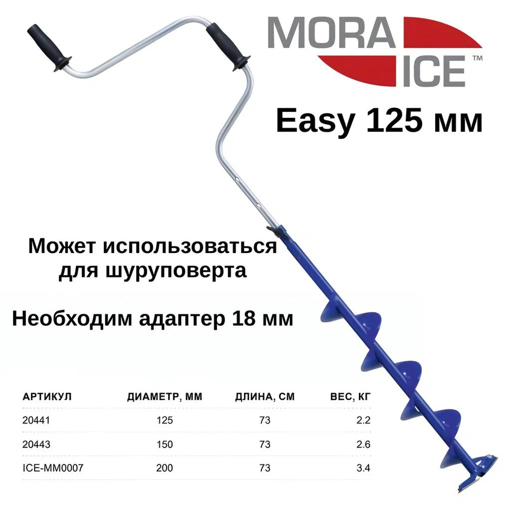 Ледобур Mora Ice Easy 125 мм для зимней рыбалки арт. ice-mm0106 / ледобур для шуруповерта  #1