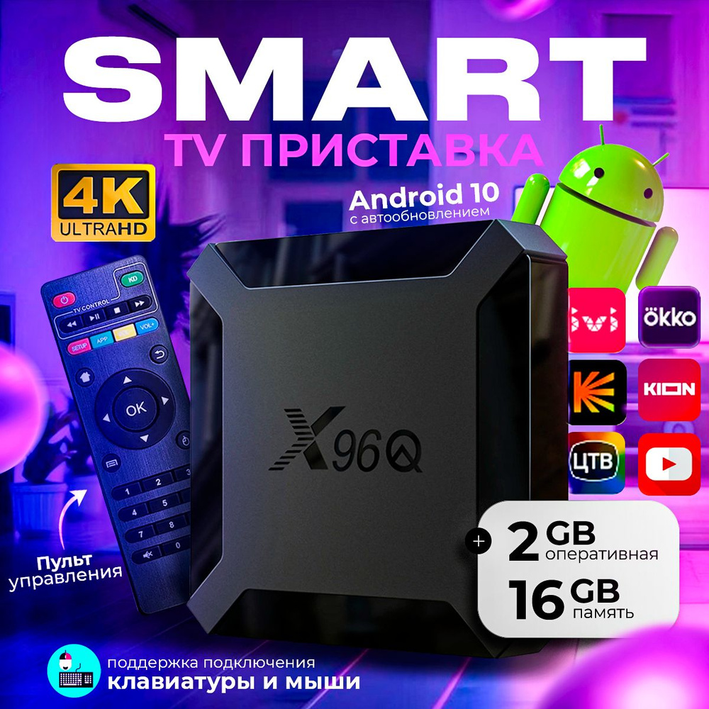 Смарт ТВ приставка X96Q 2/16 ГБ Андроид 10 4K #1