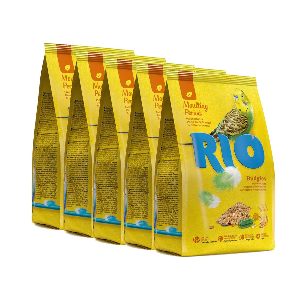 Корм сухой для волнистых попугайчиков "Rio", в период линьки, 500 г х 5 штук  #1