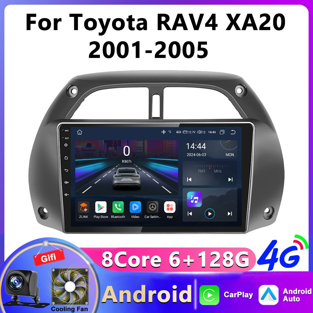 Магнитола 6-128Гб Android для Toyota Rav4 II (XA20) (2003-2006) / Автомагнитола Андроид Тойота Рав4 2 #1