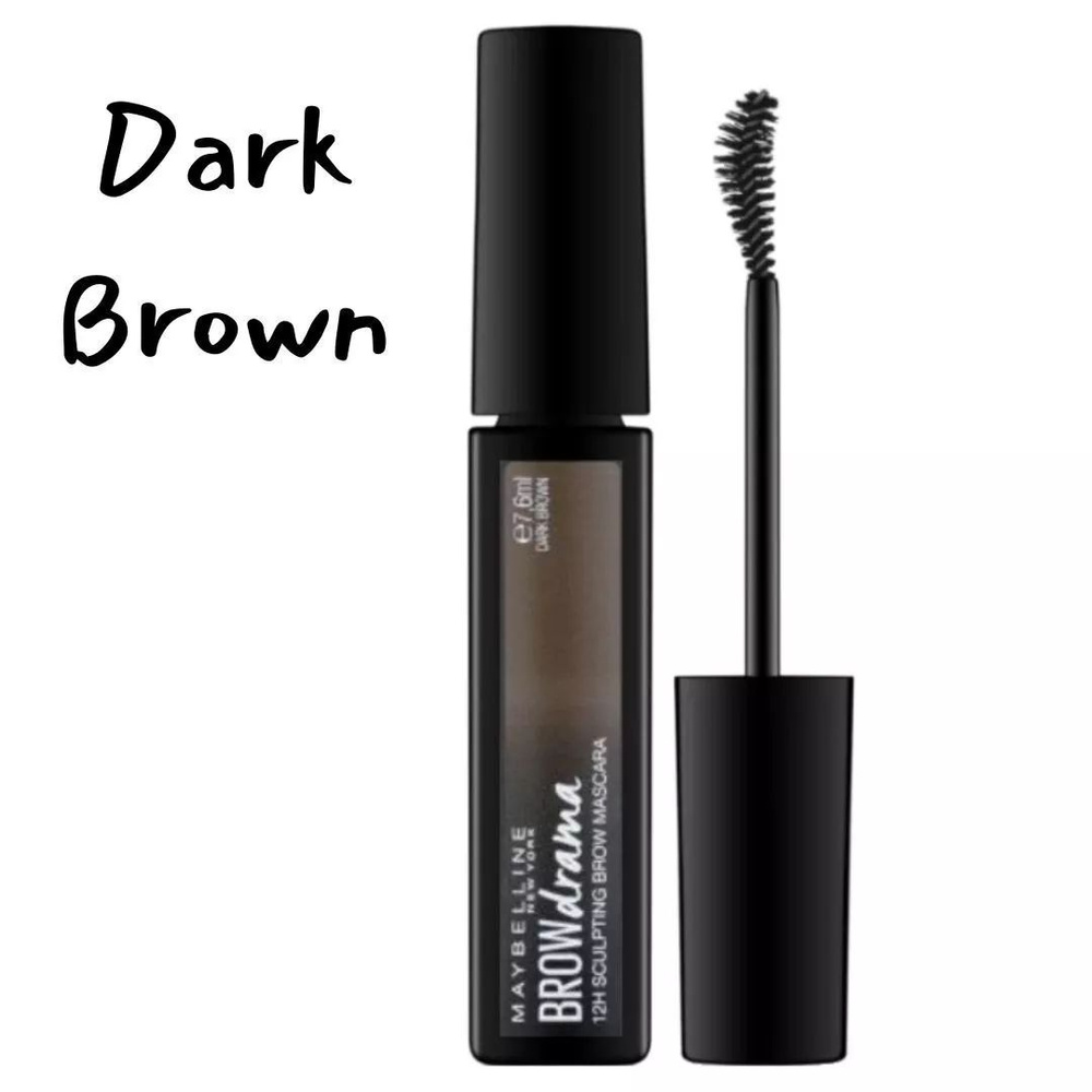 MAYBELLINE NEW YORK Brow Drama 12H Sculpting, тушь для бровей, оттенок dark brown  #1