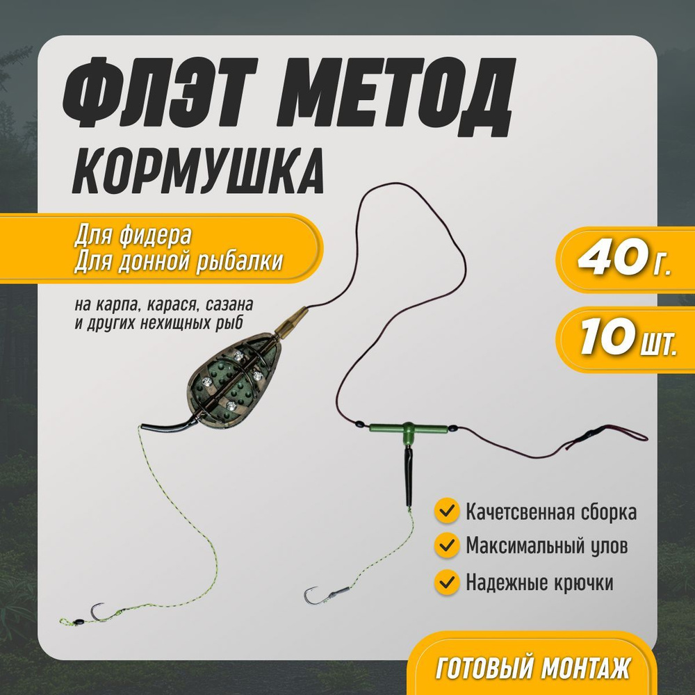 Кормушка для рыбалки Флэт метод карповый фидерный 40г 10шт  #1