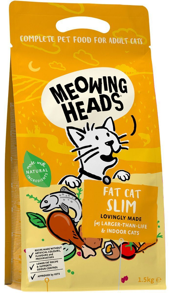 Корм для кошек сухой Meowing Heads 1.5кг, для кошек с избыточным весом, с курицей и лососем "худеющий #1