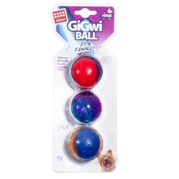 GiGwi: BALL, Игрушка для собак, Три мяча с пищалкой, 5 см #1