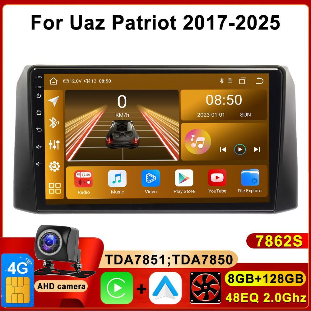 Штатная магнитола для UAZ Patriot 3 2016-2024-Android-7862S Процессор 8 ядер-Память 8+128Gb-DSP 48 полос #1