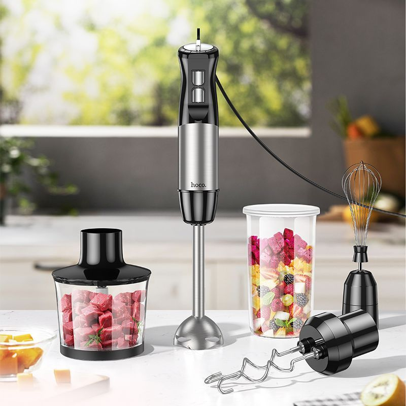 Блендер HOCO HE31 Handheld Blender, 1000W, черный-серебристый #1